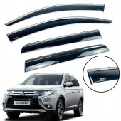 Дефлектор вікна для Mitsubishi Outlander 2012-2020 з нерж. хром полоскою Дефлектор вікна для Mitsubishi Outlander 2012-2020 з нерж. хром полоскою